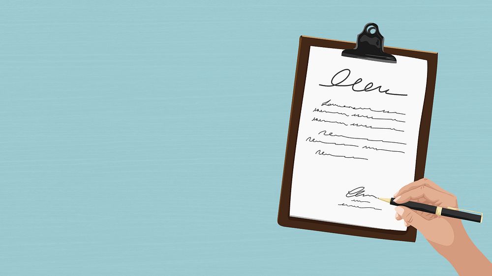 Contract signing, aesthetic illustration, editable design