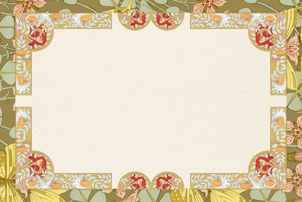 Art nouveau flower frame background, vintage botanical illustration. Remixed by rawpixel.