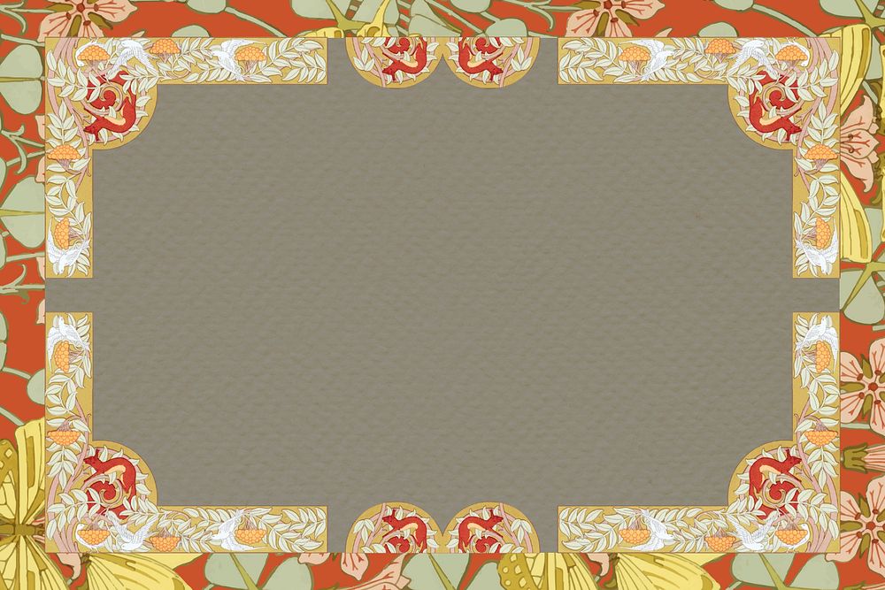 Art nouveau flower frame background, vintage botanical illustration. Remixed by rawpixel.