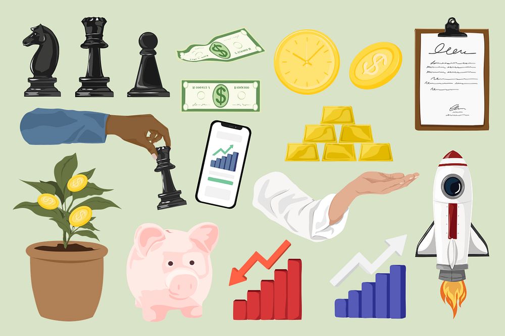 Business collection, set aesthetic illustration, editable design