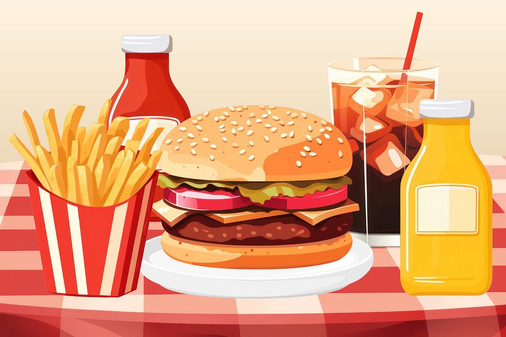 Fast food restaurant aesthetic vector illustration, editable design