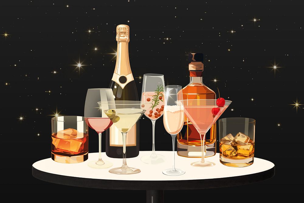 Fancy cocktail party aesthetic vector illustration, editable design