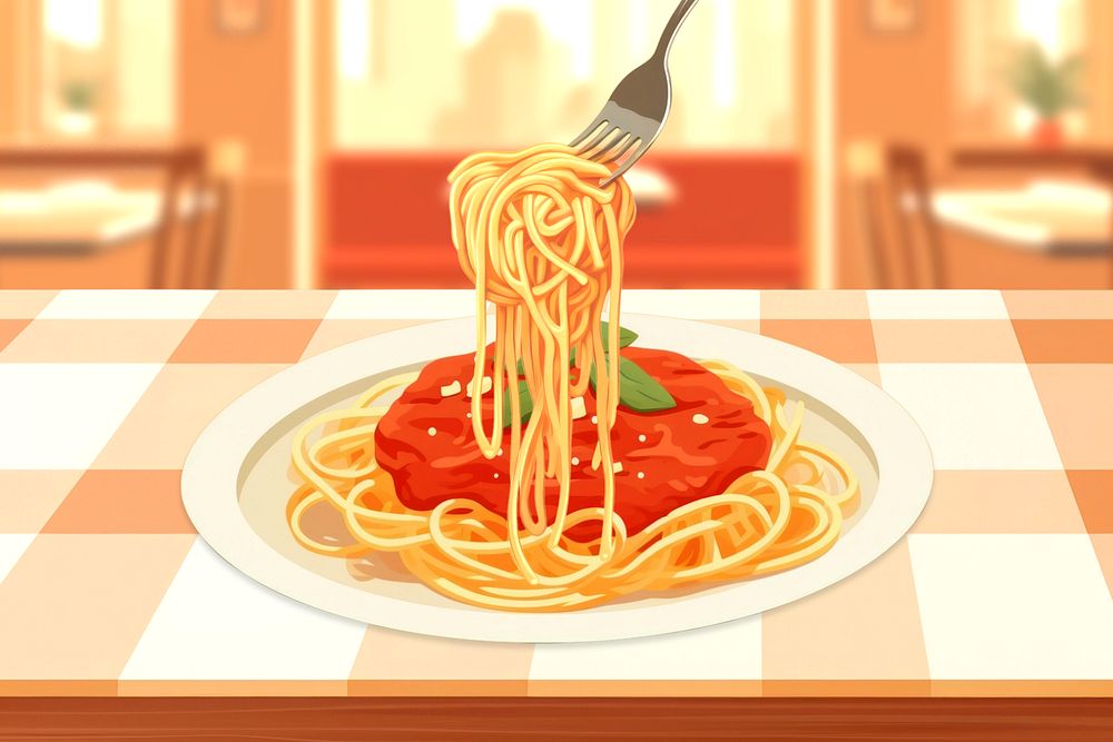 Pasta, restaurant aesthetic vector illustration, editable design