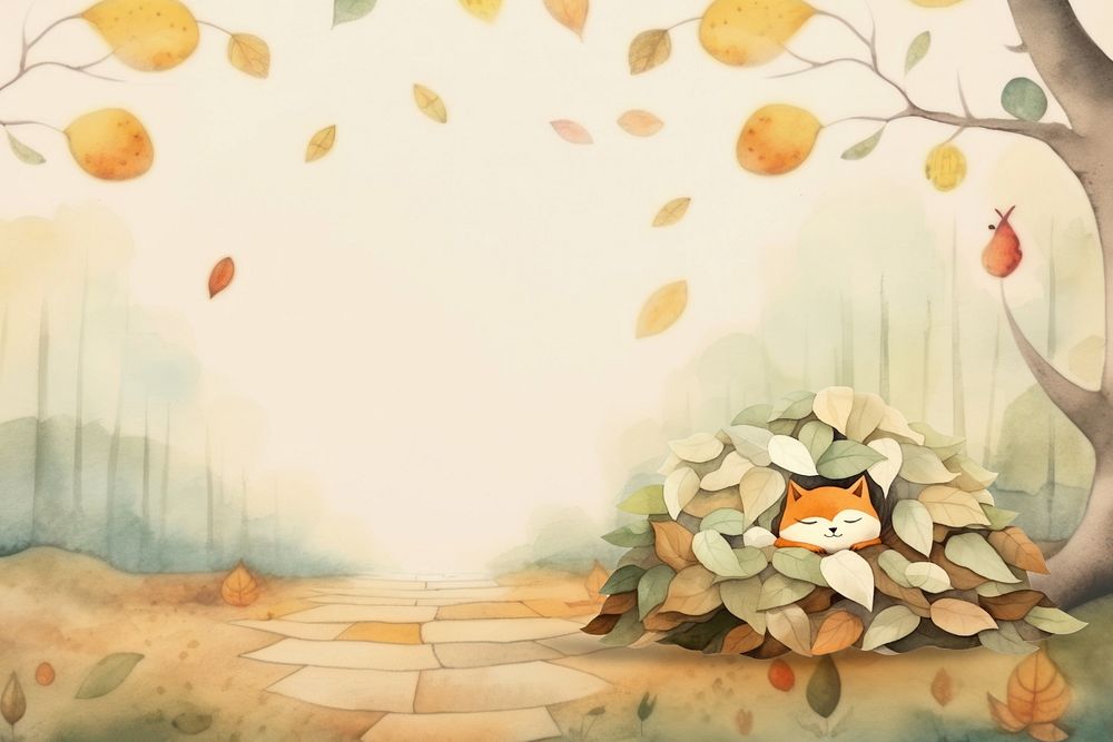 Autumn background watercolor illustration, editable design