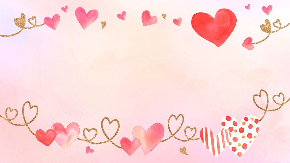 Cute watercolor Valentine's background, editable design