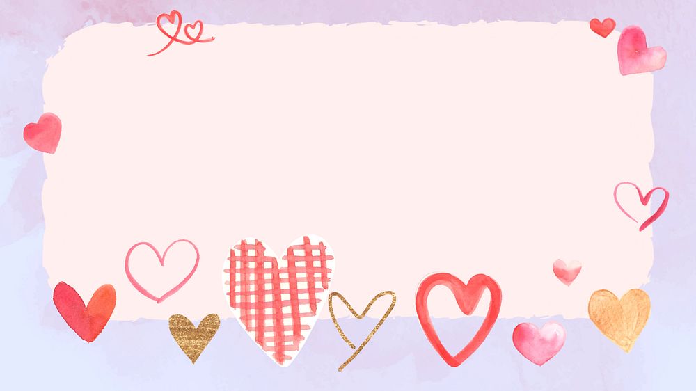 Watercolor heart border background, editable design