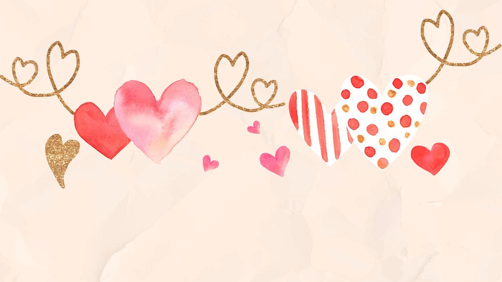 Gold heart border, editable background design