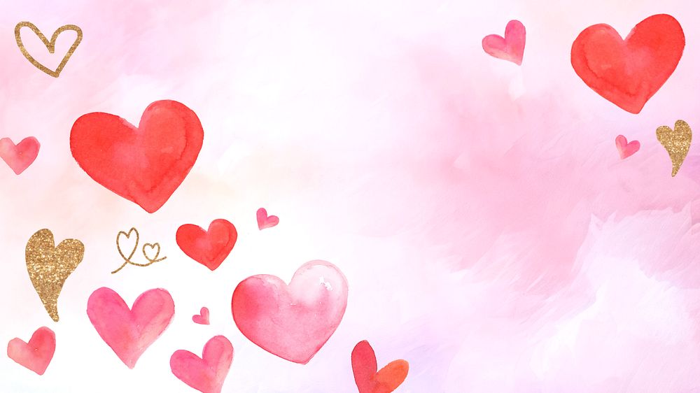 Cute watercolor Valentine's background, editable design