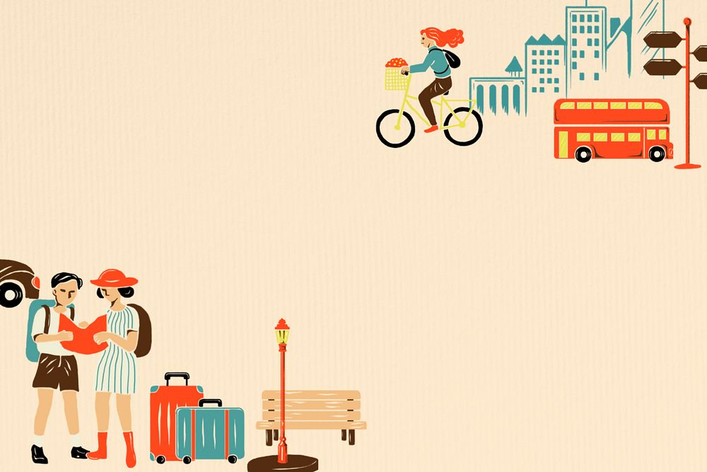 City travel background, retro illustration