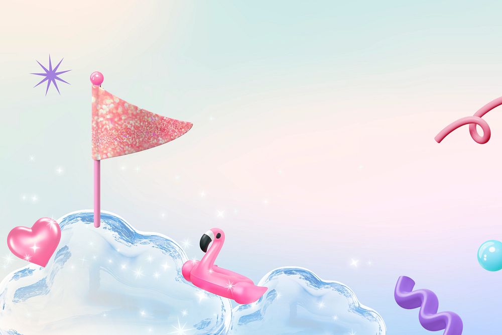 Pastel flamingo, 3d remix background, editable design