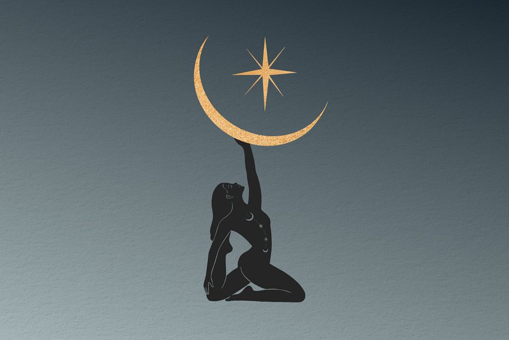 Moon spirit, spiritual illustration remix, editable design