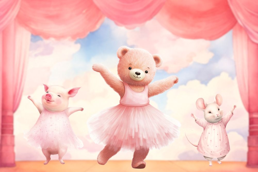 Bear ballerina, digital art editable remix