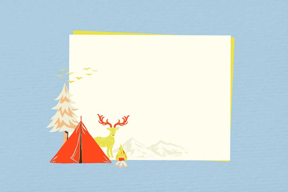 Blue travel frame background, retro illustration