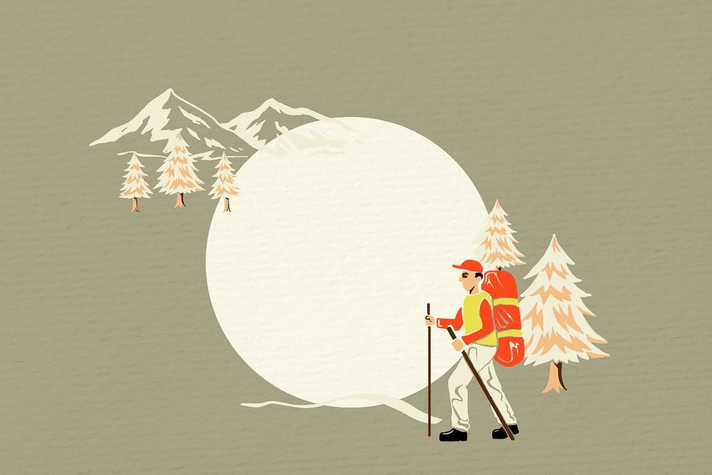 Winter travel frame background, retro illustration