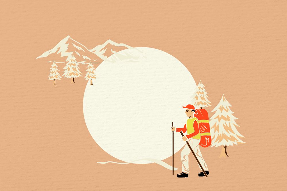 Winter travel frame background, retro illustration