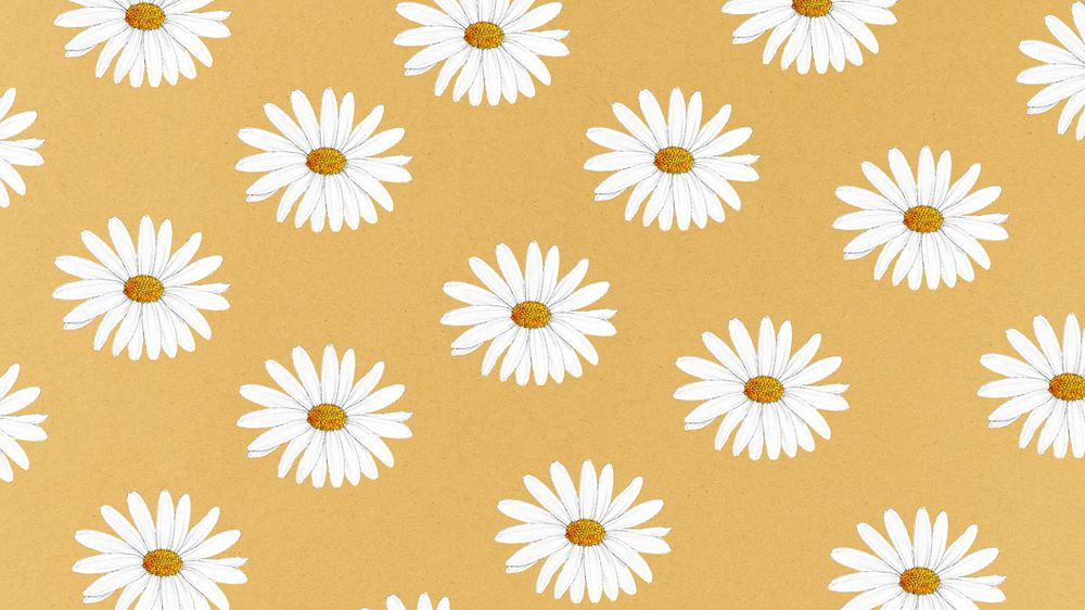 White flower patterned desktop wallpaper, editable botanical design