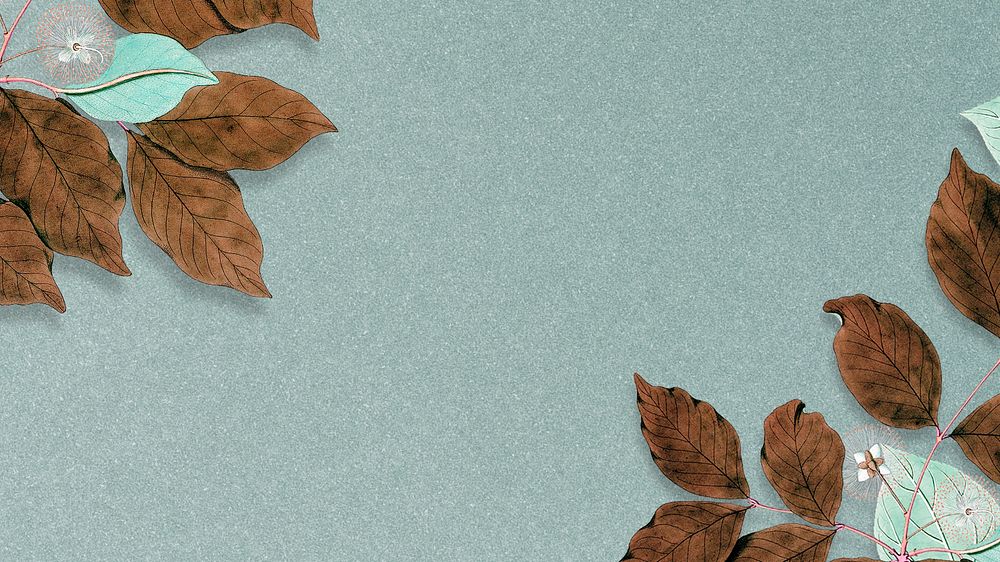 Autumn leaf border desktop wallpaper, editable botanical design