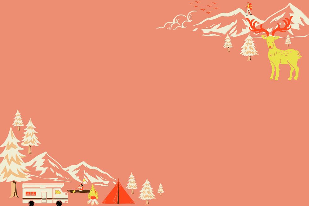 Winter travel background, retro illustration