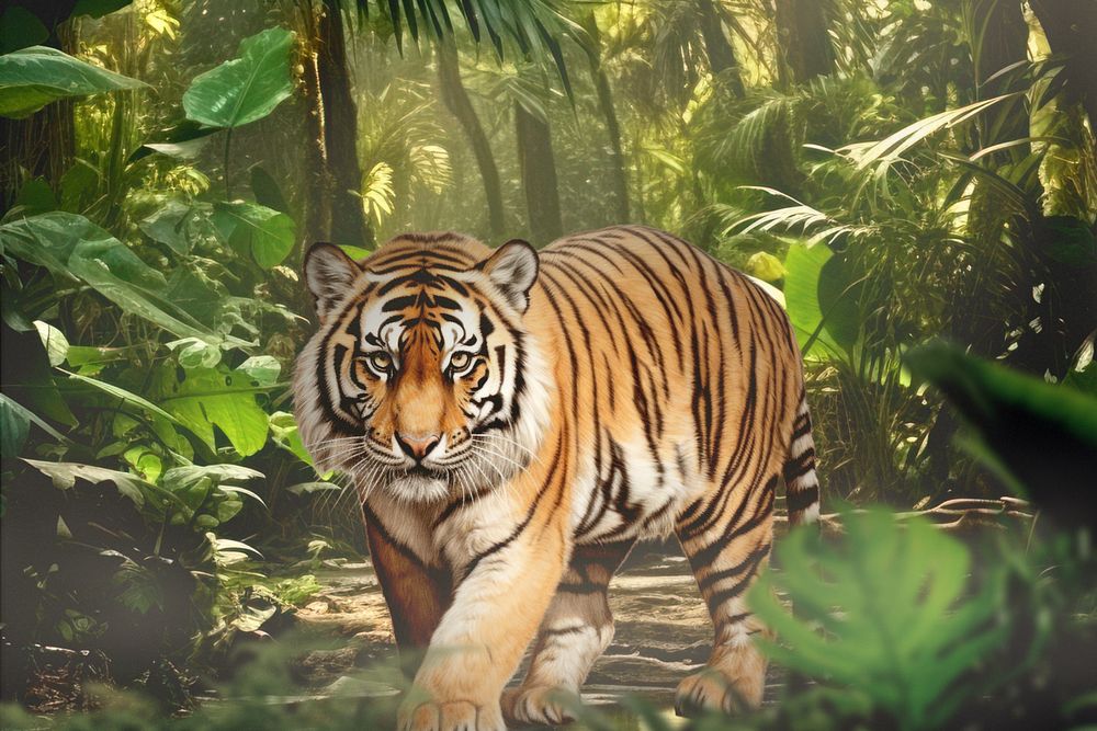 Tiger animal wildlife nature remix, editable design