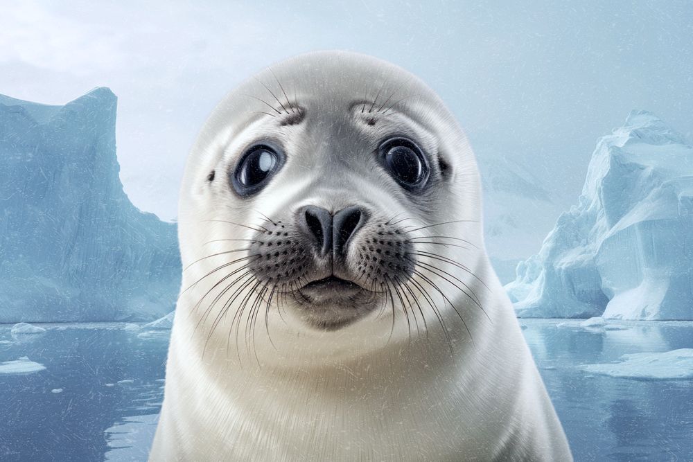 Baby seal animal wildlife nature remix, editable design