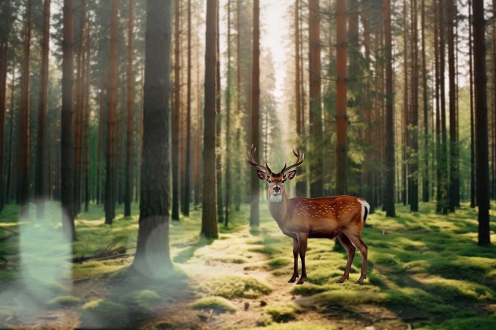 Deer animal wildlife nature remix, editable design