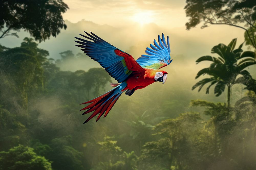 Parrot animal macaw bird nature remix, editable design