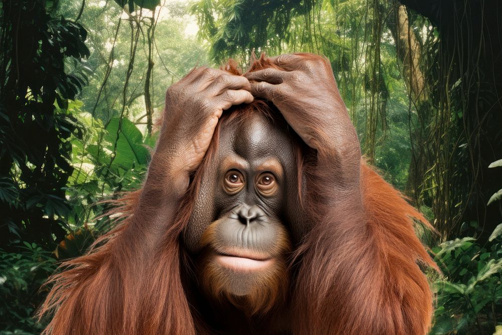 Orangutan animal wildlife nature remix, editable design