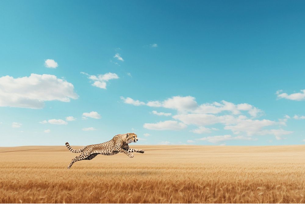 Cheetah running animal wildlife nature remix, editable design