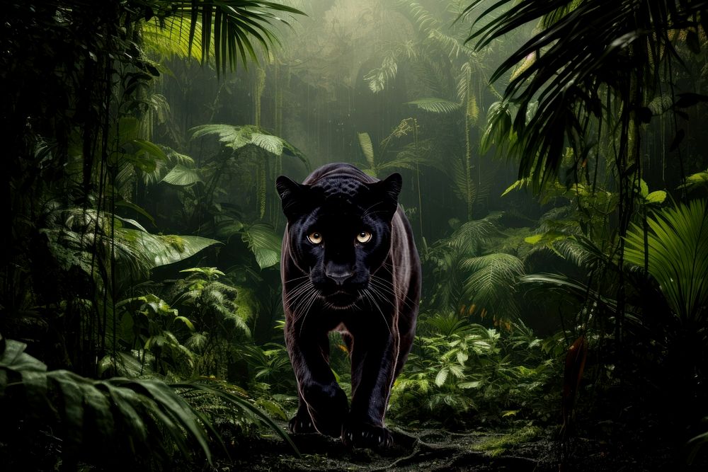 Panther wildlife jungle nature remix, editable design