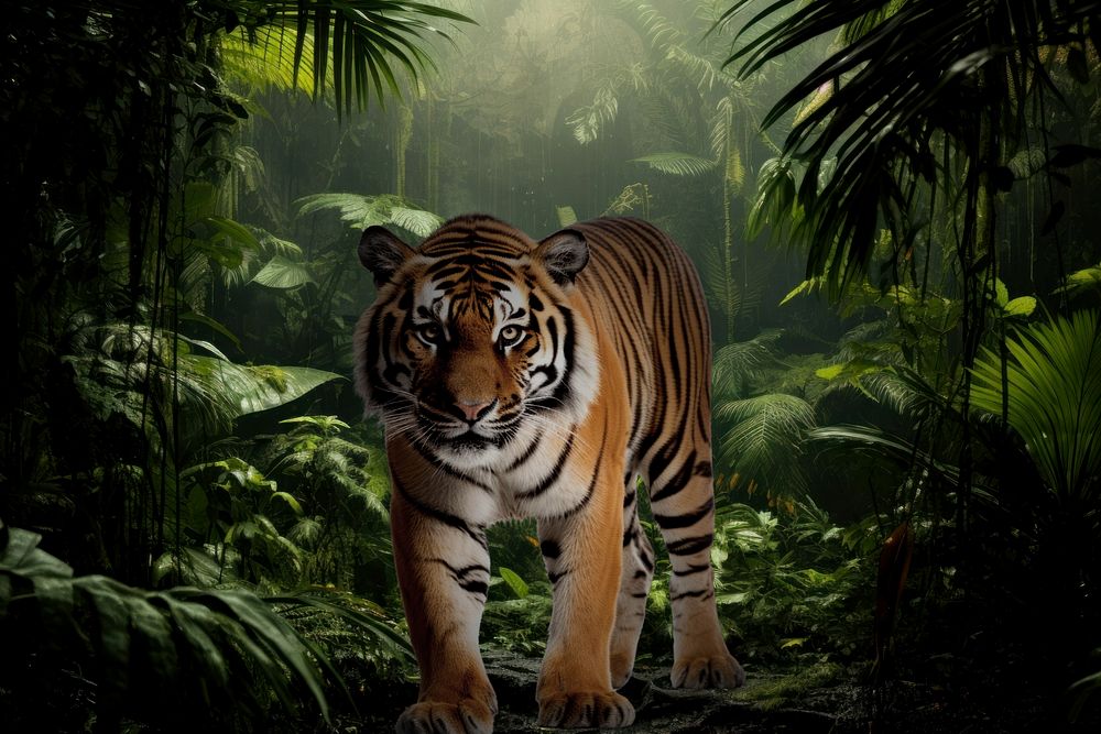 Tiger wildlife jungle nature remix, editable design