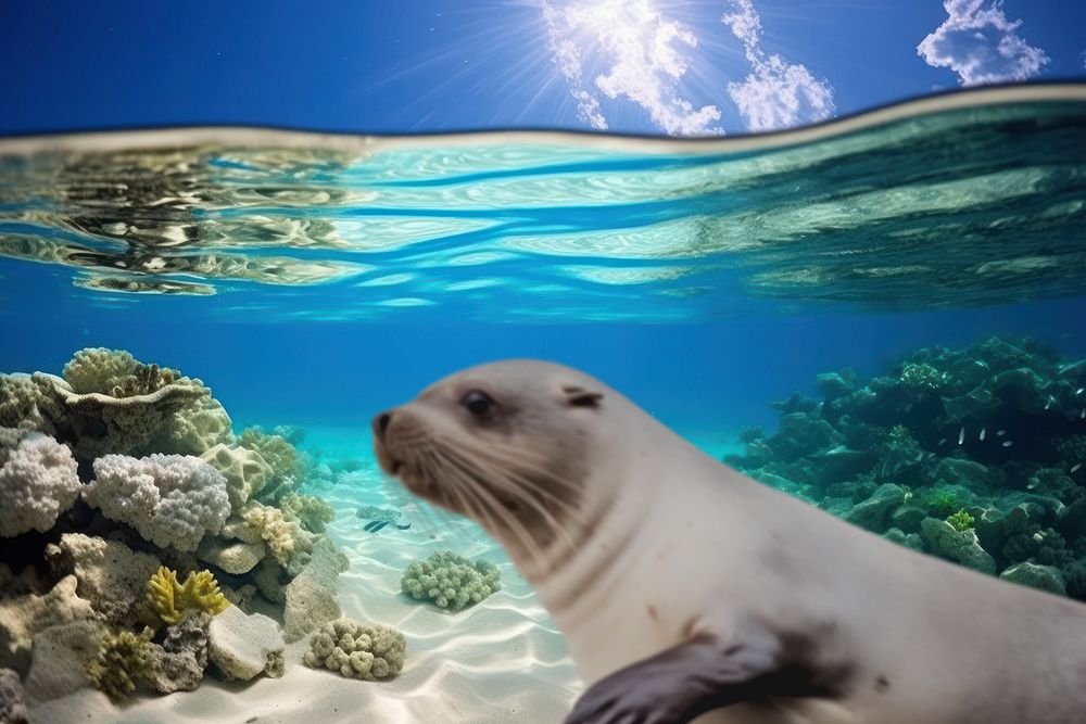 Seal marine life nature remix, editable design