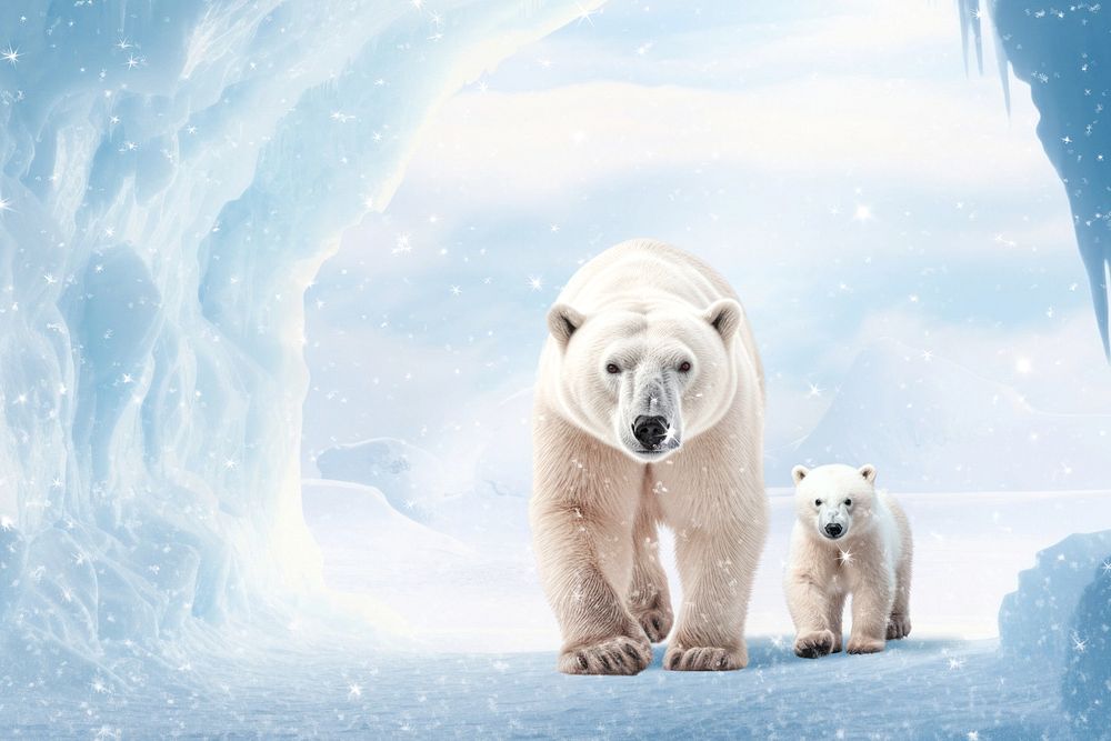 Polar bear wildlife mammal nature remix, editable design