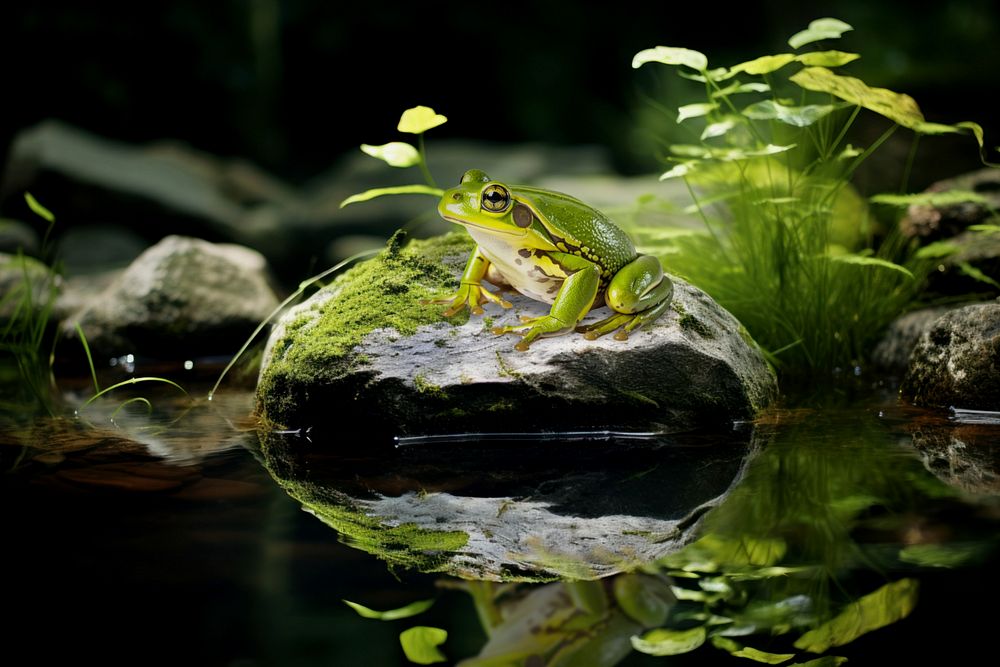 Frog animal wildlife nature remix, editable design