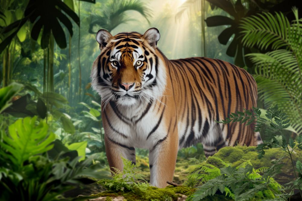 Tiger animal wildlife nature remix, editable design