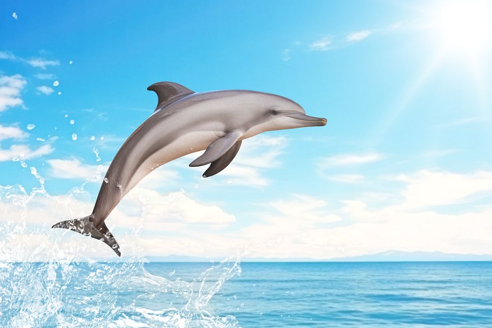 Jumping dolphin marine life nature remix, editable design