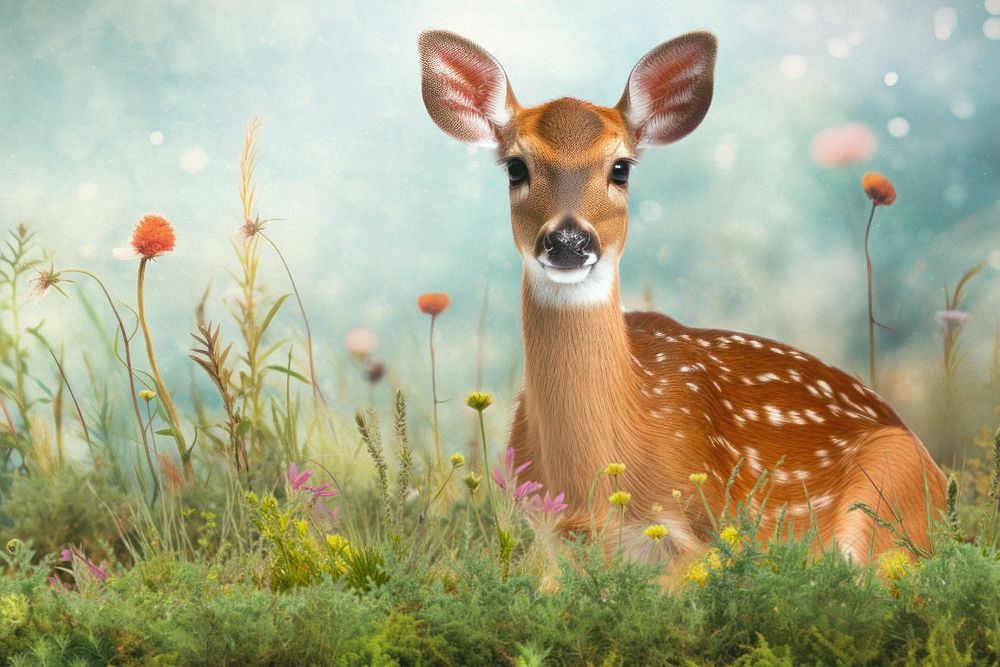 Roe deer animal wildlife nature remix, editable design