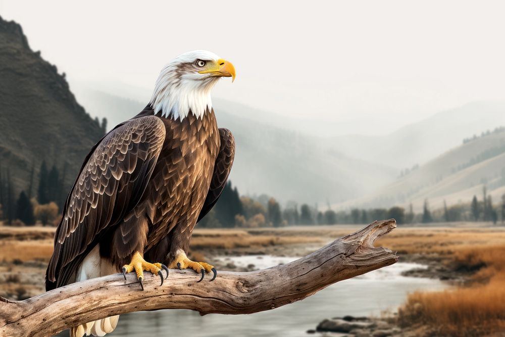 Eagle animal wildlife nature remix, editable design