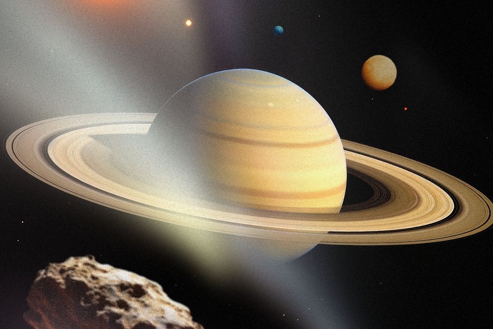 Astronomy space Saturn planet remix, editable design