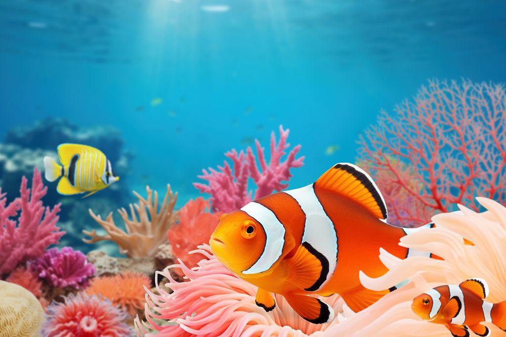 Clownfish marine life nature remix, editable design