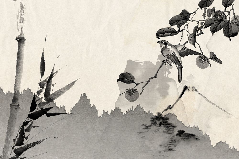 Bird ink art, vintage illustration remixed by rawpixel.