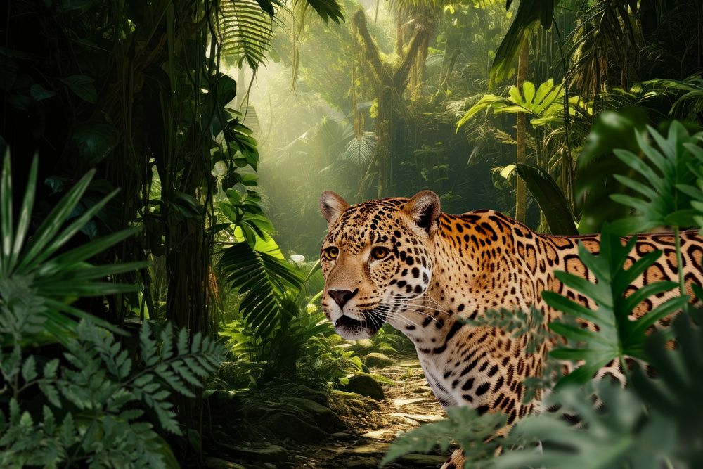 Jaguar animal wildlife nature remix, editable design