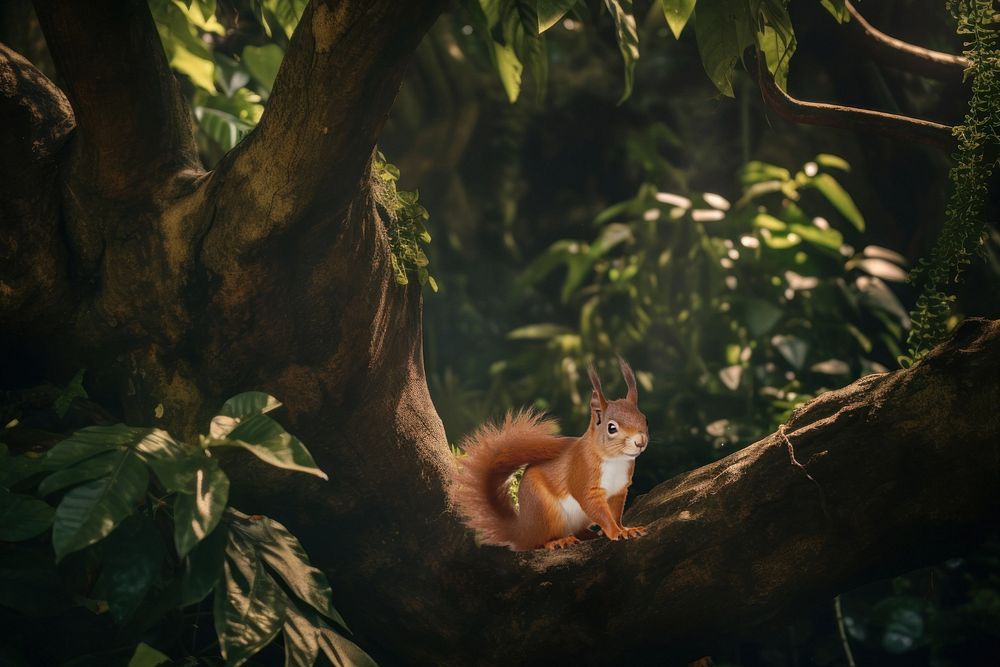 Red squirrel animal wildlife nature remix, editable design