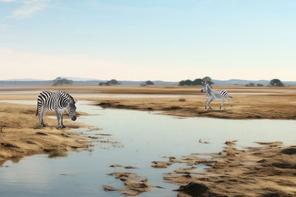 Zebra wildlife animal nature remix, editable design