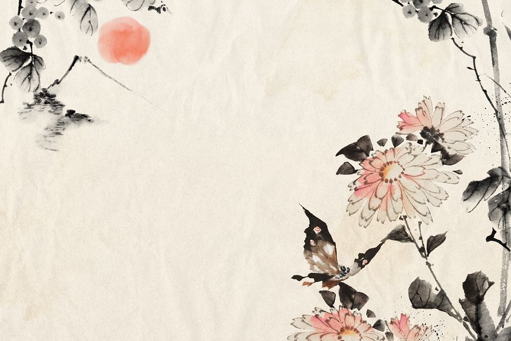 Hokusai’s moth illustration background remixed by rawpixel.