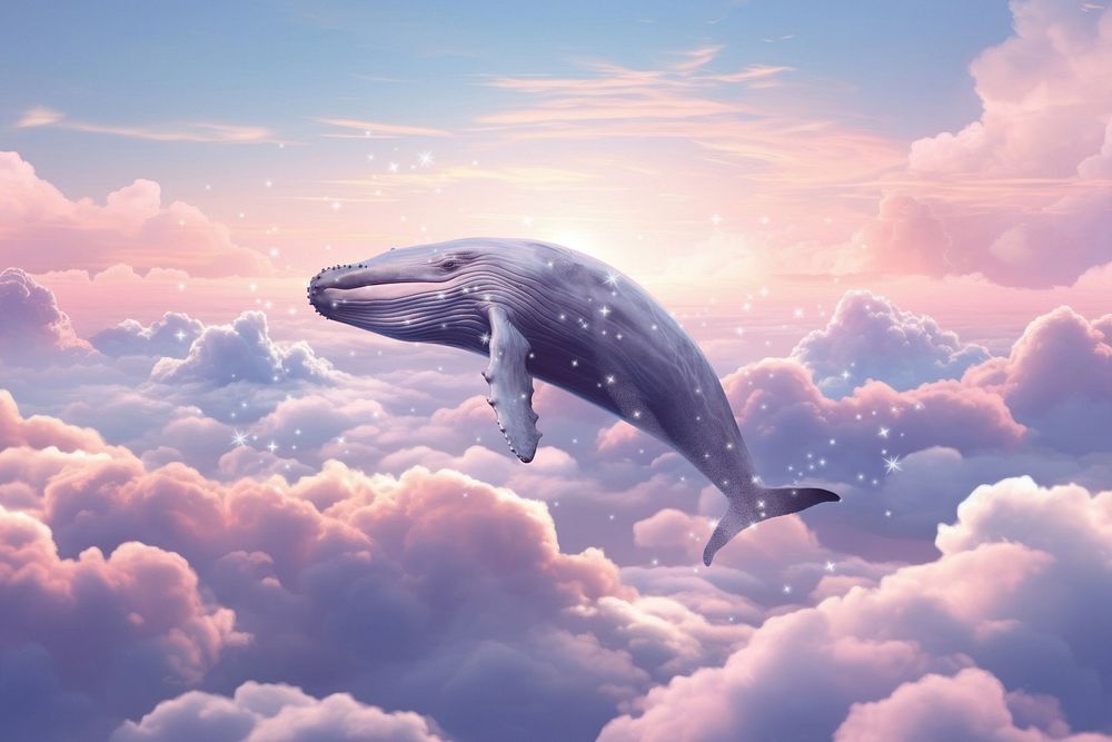 Sky whale surreal remix, editable design