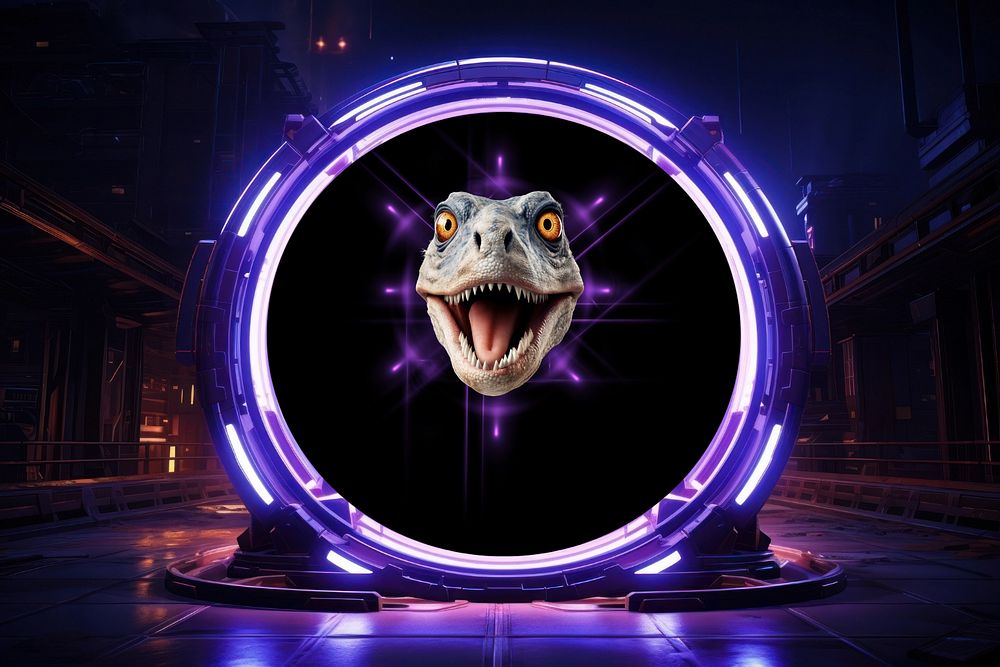 Dinosaur portal in fantasy remix, editable design