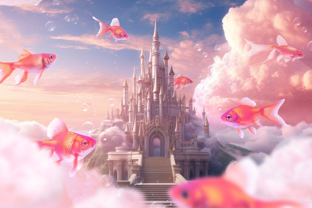 Fairy tale castle fantasy remix, editable design