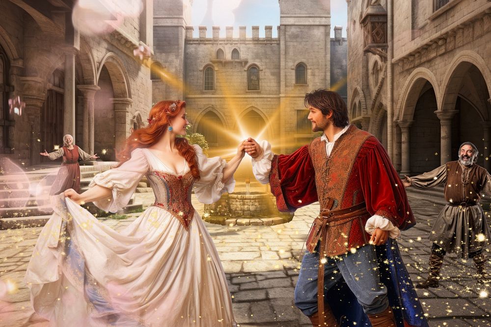 Princess & prince dancing fantasy remix, editable design