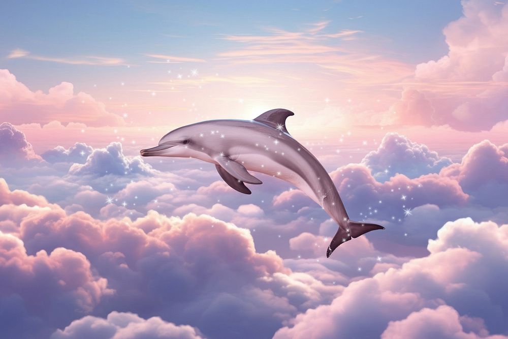 Dolphin celestial surreal remix, editable design