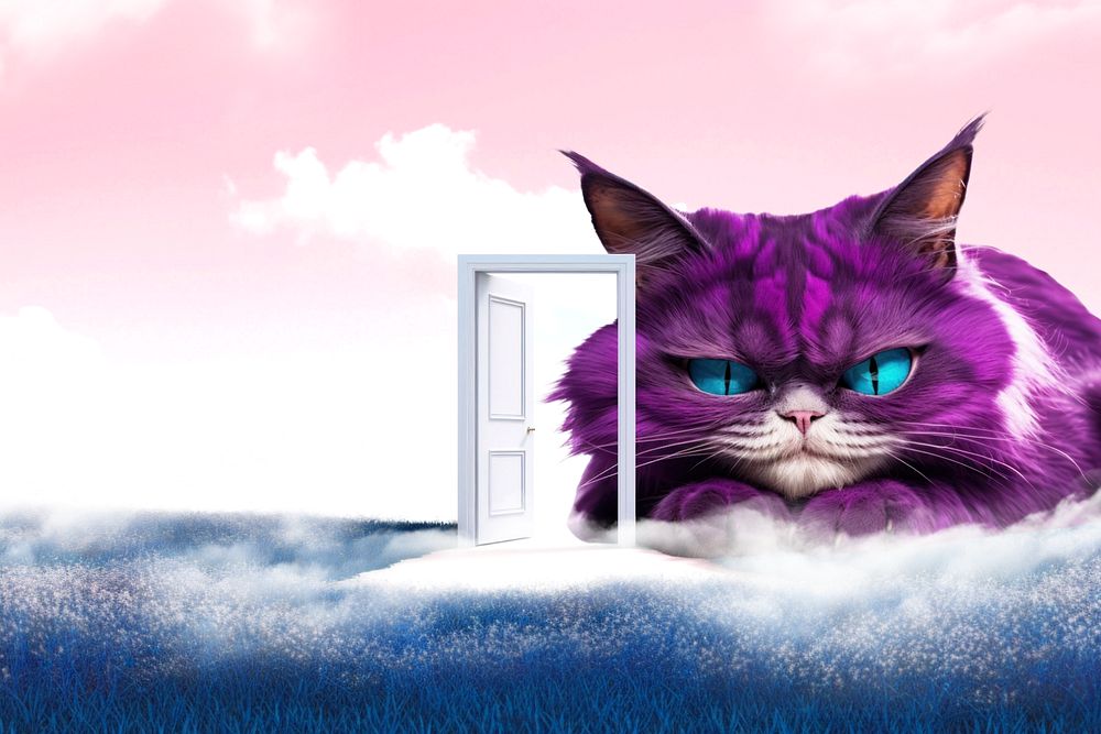 Giant cat & portal door fantasy remix, editable design